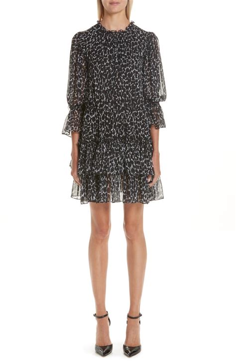 cheetah print tiered silk chiffon minidress by michael kors|Michael Kors Collection Cheetah.